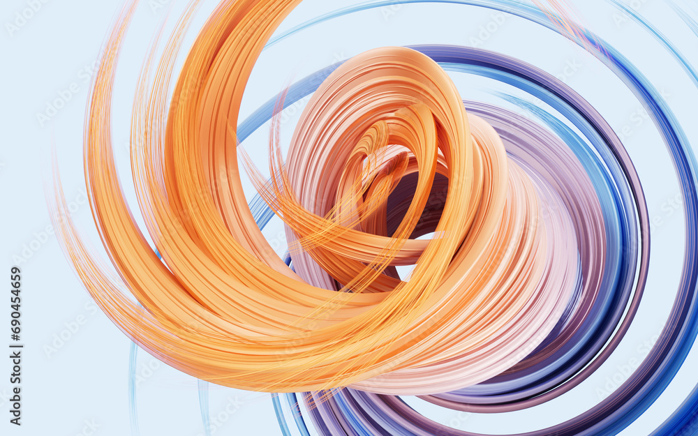 Poster Flowing curve lines background, 3d rendering.