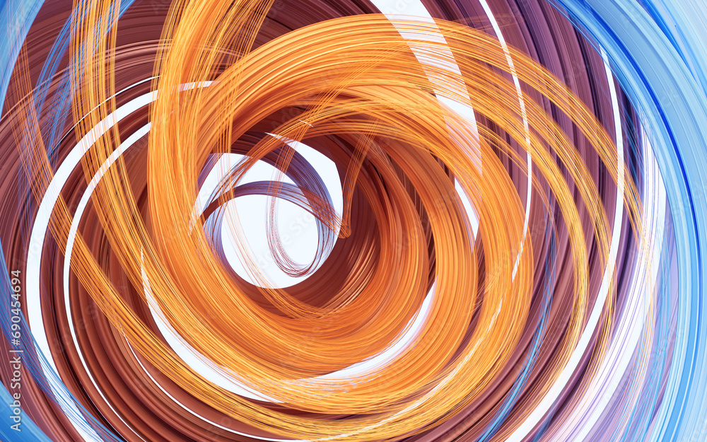 Poster flowing curve lines background, 3d rendering.
