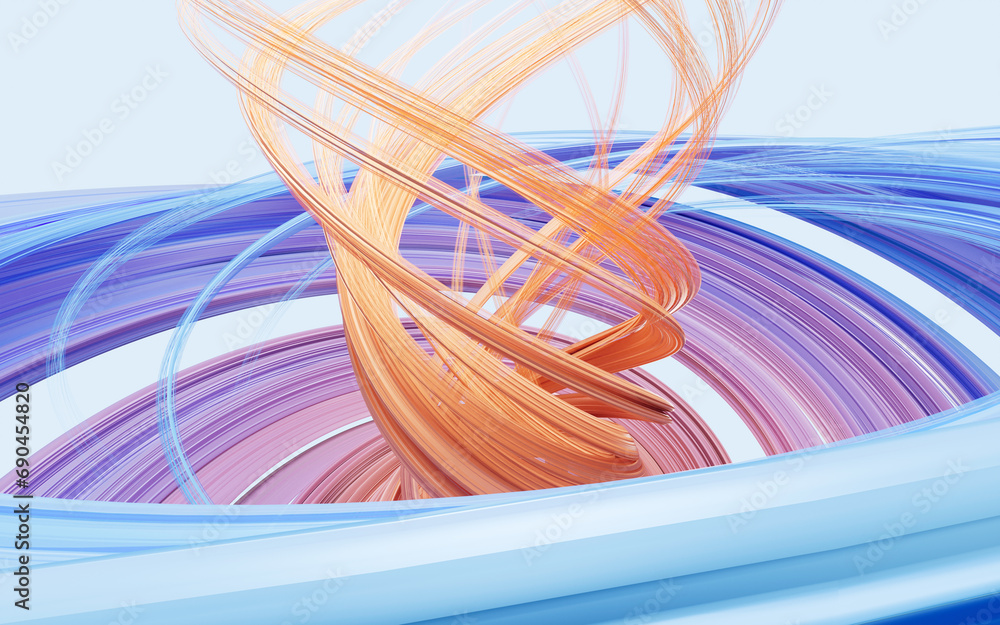 Poster Flowing curve lines background, 3d rendering.