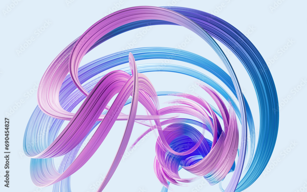 Poster Flowing curve lines background, 3d rendering.