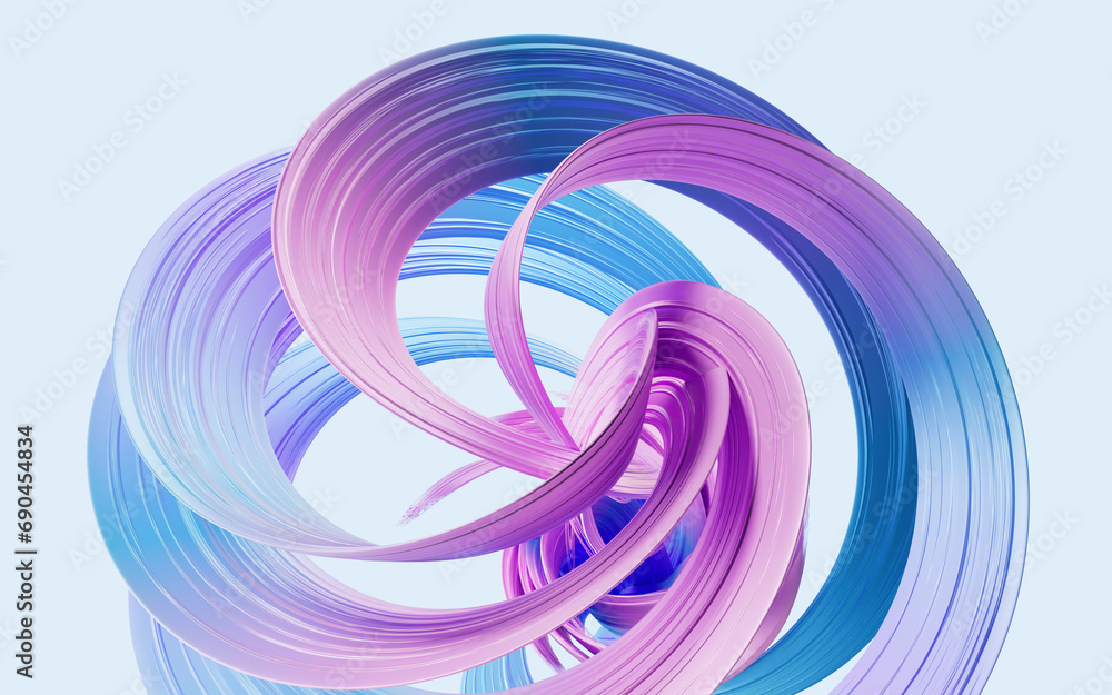 Poster flowing curve lines background, 3d rendering.