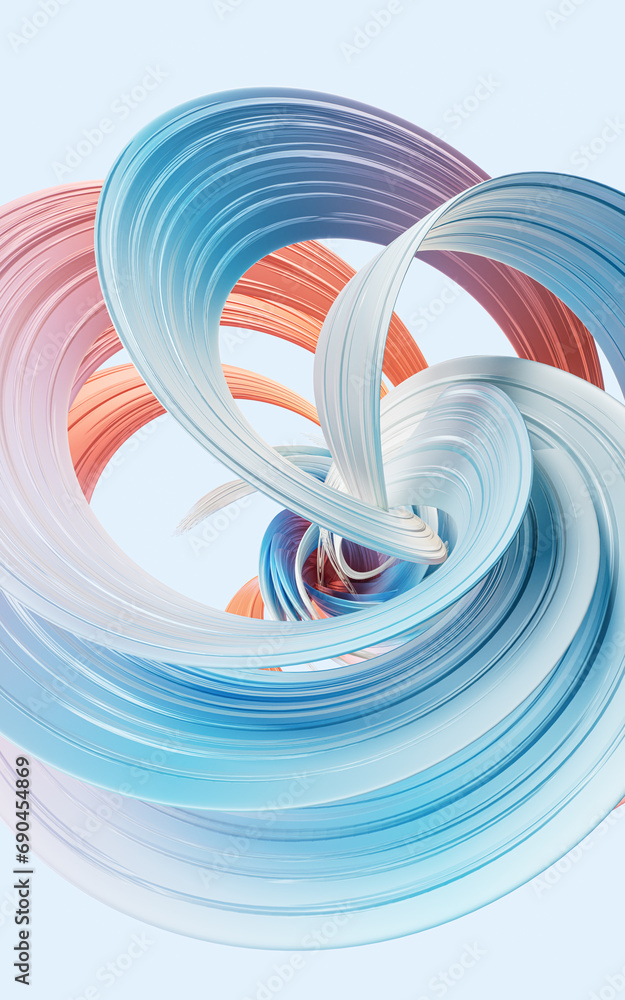 Poster flowing curve lines background, 3d rendering.