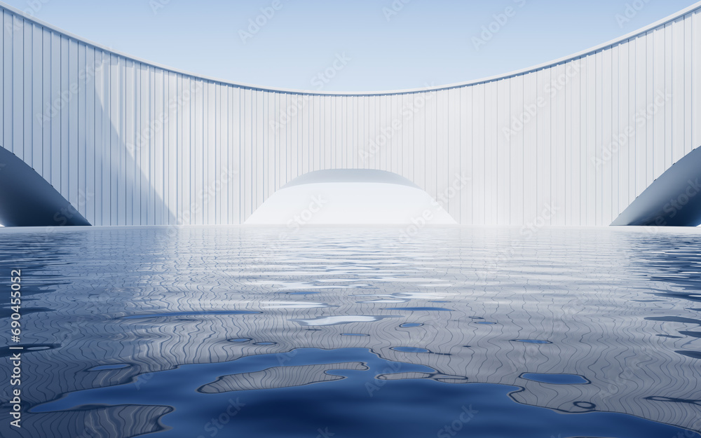 Poster empty ground with white building background, 3d rendering.