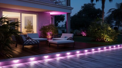 Ambient lighting on terrace and garden with rgb spots