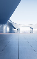 Obraz premium Empty ground with white building background, 3d rendering.