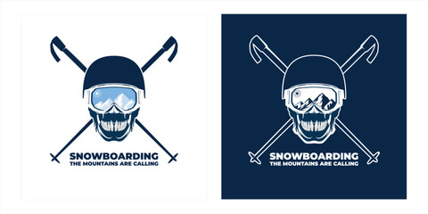Winter Head Equipment Snowboarding Logotype Sticker Vector