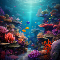Obraz na płótnie Canvas A vibrant coral reef teeming with underwater life