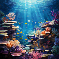 Obraz na płótnie Canvas A vibrant coral reef teeming with underwater life