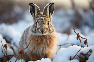 A hare in the snow
