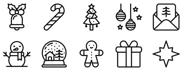 christmas line style icon set collection