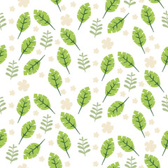 summer floral background Vector seamless. leaf pattern Seamless pattern hand-drawn with tropical leaves. floral seamless pattern with leaves The geometric pattern
