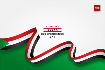 Sudan Independence Day wave flag background
