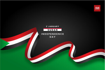 Sudan Independence Day wave flag background