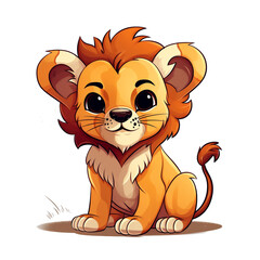 Fototapeta premium Cute lion cub drawn with colored pencils, PNG file format, created with Ai
