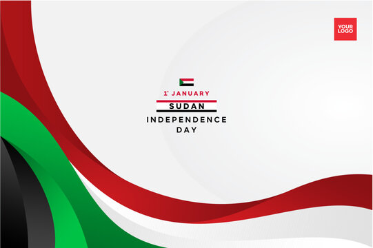 Sudan Independence Day wave flag background