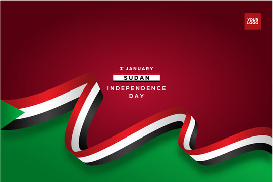Sudan Independence Day wave flag background