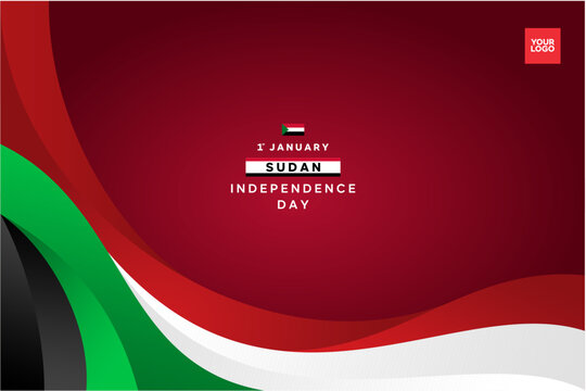 Sudan Independence Day wave flag background