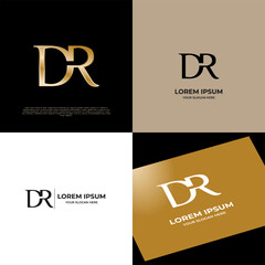 DR Initial Modern Typography Gold Emblem Logo Template For Business - obrazy, fototapety, plakaty