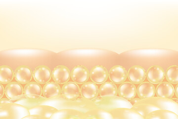 Hyaluronic acid skin solutions ad, gold collagen serum drops into skin cell with cosmetic advertising background ready to use, illustration vector.