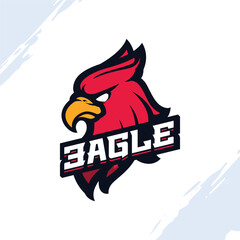 Angry Red Eagle Head Mascot Logo
