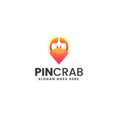 Vector Logo Illustration Pin Crab Gradient Colorful Style