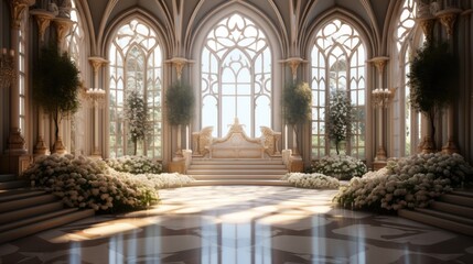 Wedding room with ornamental, Luxury. Generative AI.