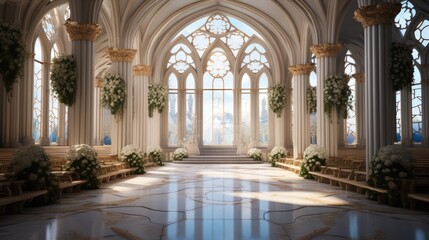 Obraz premium Wedding room with ornamental, Luxury. Generative AI.