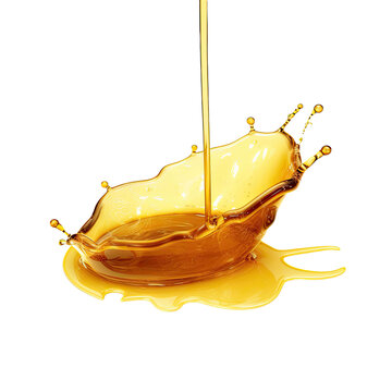 Sweet honey spill drip isolated on transparent or white background