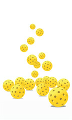 Premium editable vector file of pickleball balls falling down from sky best for your digital and print mockup	