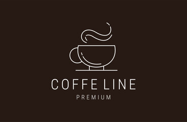 line art coffe cup logo design.