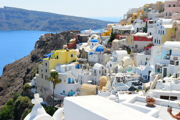 SANTORINI,GREECE-June 20 2023: Oia village, the most picturesque village on Santorini island, a...