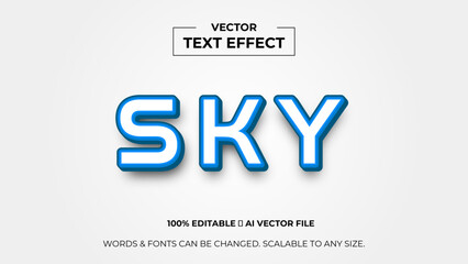 Sky 3d editable text effect premium vector. Editable text style effect. 3d cover of business presentation banner for sale event night party. vector illustration