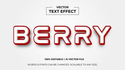 Berry 3d editable text effect premium vector. Editable text style effect. 3d cover of business presentation banner for sale event night party. vector illustration