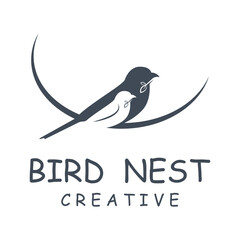 Bird's Nest Logo Design, Bird House Vector For Eggs, Simple modern and elegant bird nest logo, logo for nature photographer, startups, or a business logo with a nature theme
