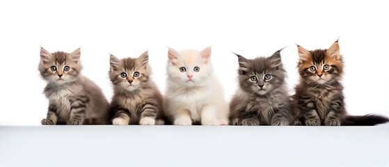 Kittens on White Background 