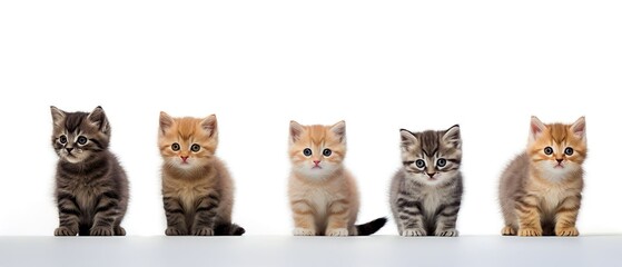 Kittens on White Background 