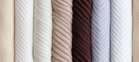 Natural colors wool fabric textile samples. Generative AI technology.