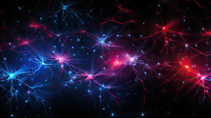 Naklejka premium abstract background with pink blue glowing neon lines and bokeh lights. Data transfer concept. Digital wallpaper