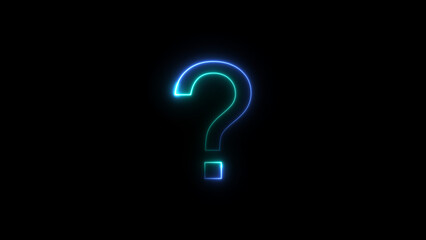 Neon question mark. Neon sign in the shape of a question mark. Glowing neon question sign, outline query silhouette