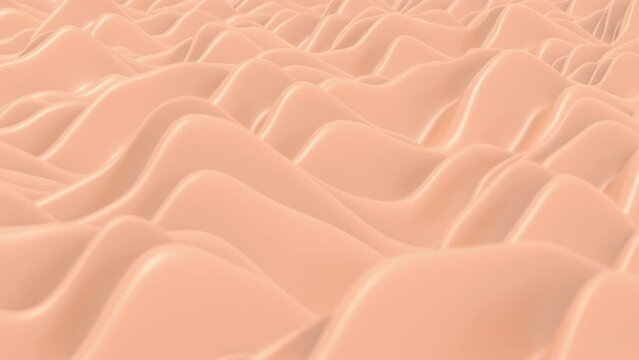 Peach fuzz Pantone Color year 2024, 3d abstract flow background animation with delicate movement of waves. Ideal for use as background to write text or presentations. 4k resolution.