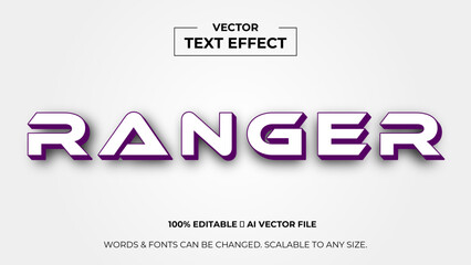 Ranger 3d editable text effect premium vector. Editable text style effect. 3d cover of business presentation banner for sale event night party. vector illustration