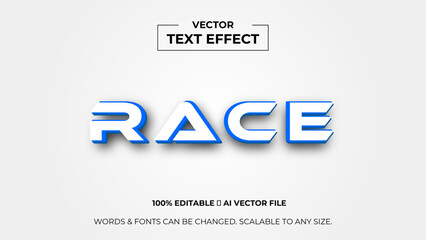 Race 3d editable text effect premium vector. Editable text style effect. 3d cover of business presentation banner for sale event night party. vector illustration