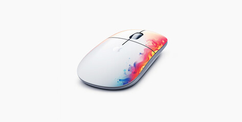 computer mouse isolated on white, vector art of image of wireless mouse