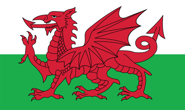 Flag Of Wales, Wales flag vector  illustration  National flag of Wales,  Wales  flag.