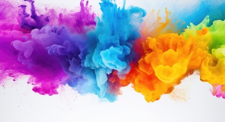 A rainbow of colored ink is in the air. Generative AI.