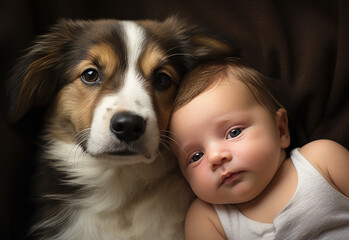 child and puppy