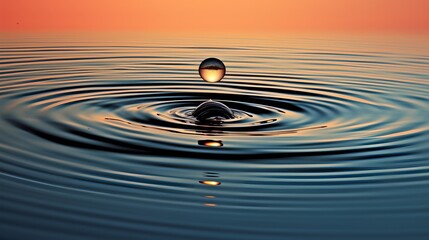 Drop of water ripple effect in body of water.  (Generative AI).