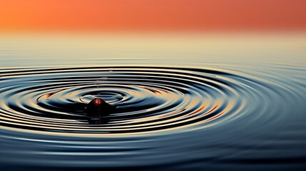 Drop of water ripple effect in body of water.  (Generative AI). - obrazy, fototapety, plakaty