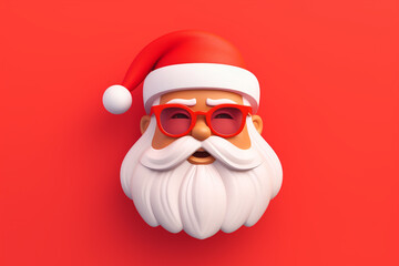 Santa clause 3d illustration, face icon