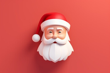 Santa clause 3d illustration, face icon